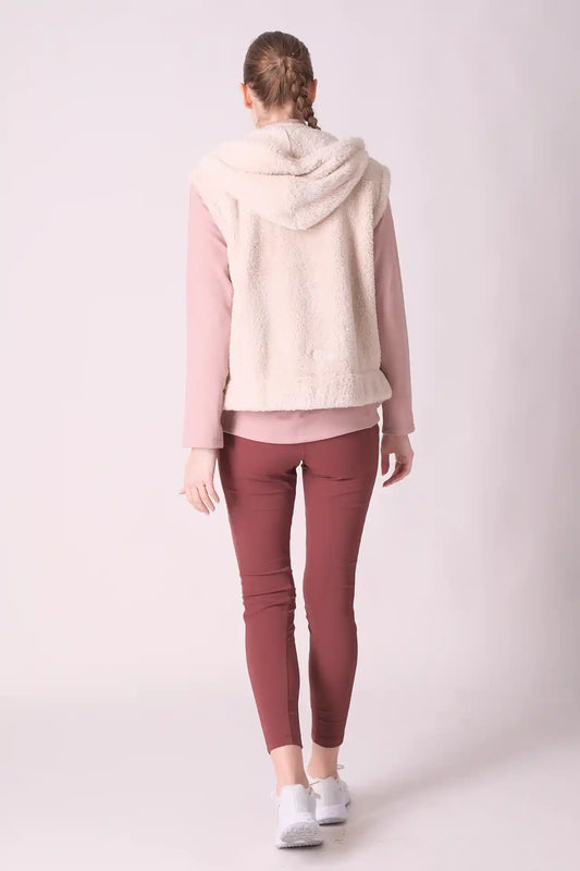 SPWO0124 - Women's Sherpa Fleece Hooded Vest - Cream