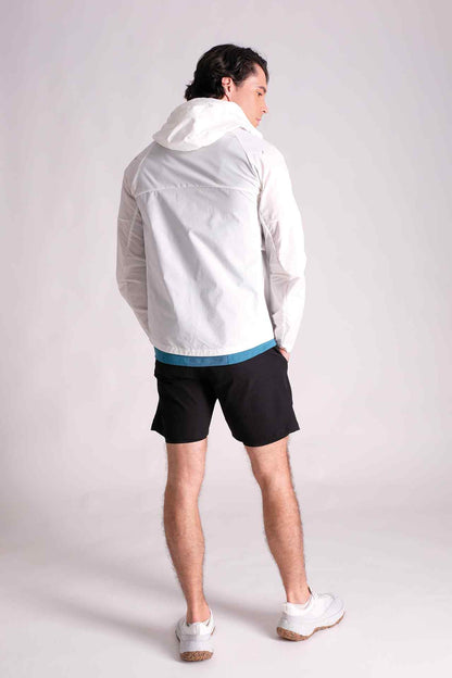 SPO0130 - Windproof Full Zip Hooded SoftShell Running Jacket - White
