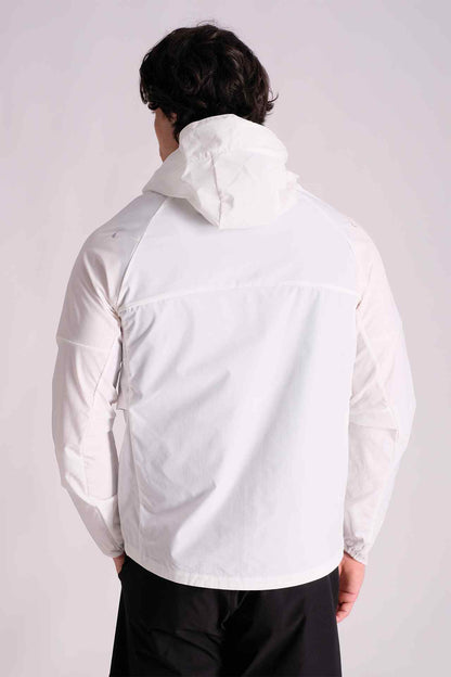SPO0130 - Windproof Full Zip Hooded SoftShell Running Jacket - White