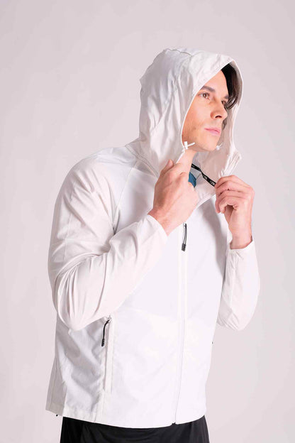 SPO0130 - Windproof Full Zip Hooded SoftShell Running Jacket - White