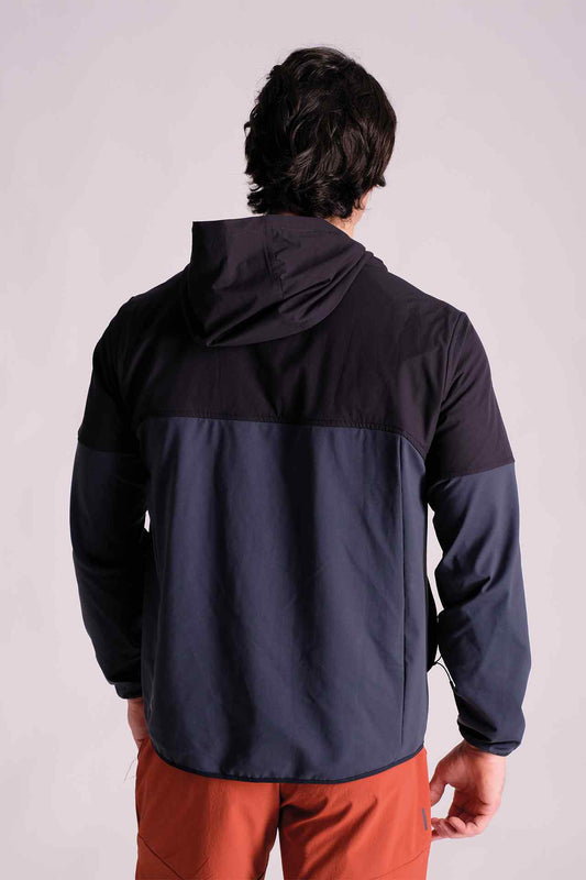 SPO0132B - Stretch Nylon Insulated Hooded Running Jacket