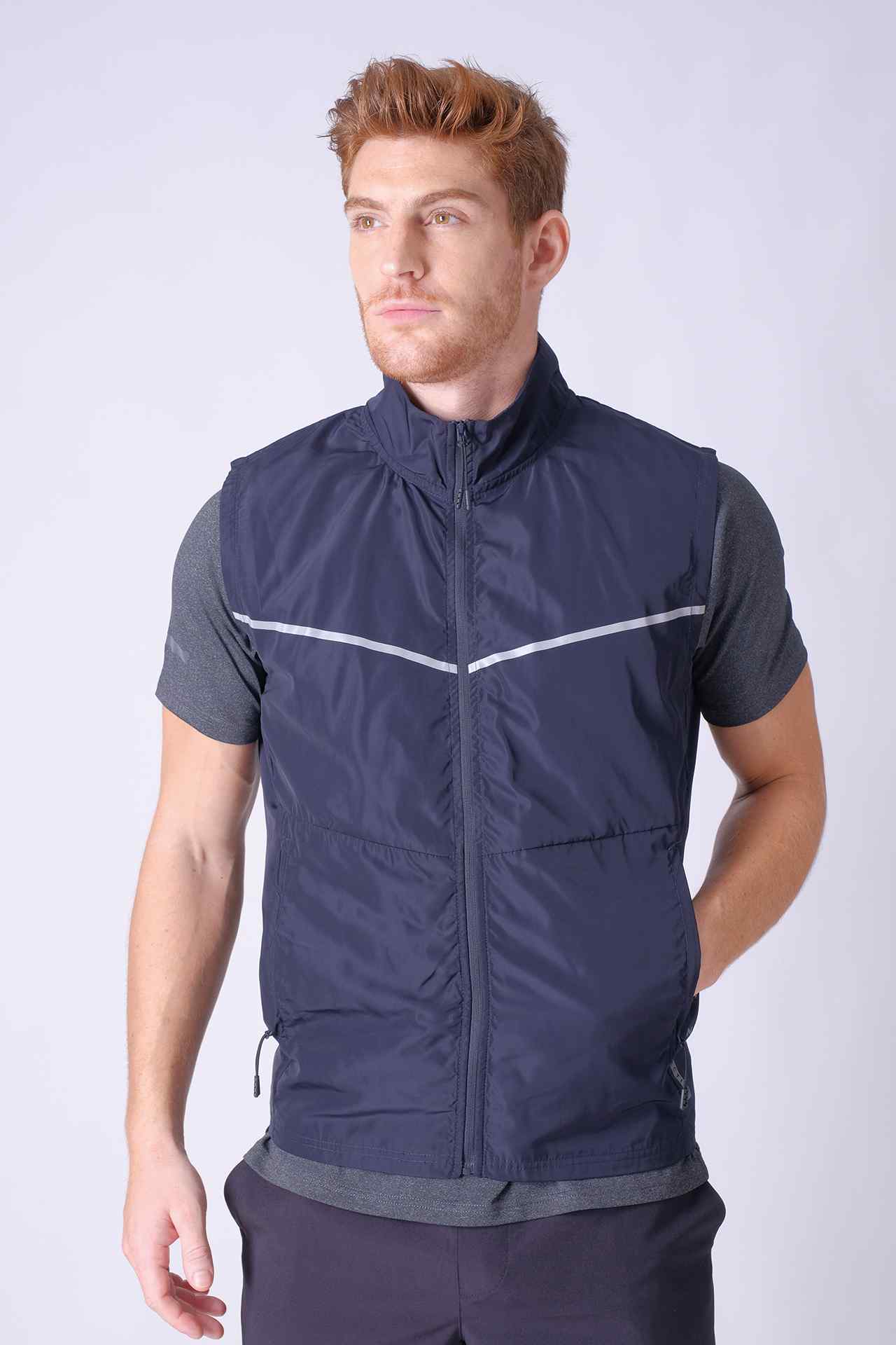 SPO0133 - Sustainable Water Resistant Running Windbreaker Vest - Navy