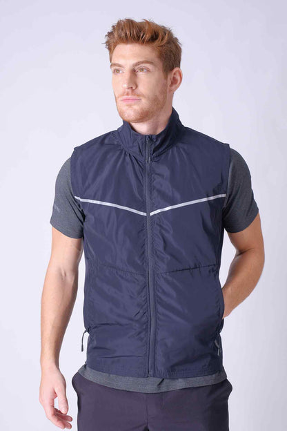 SPO0133 - Sustainable Water Resistant Running Windbreaker Vest - Navy