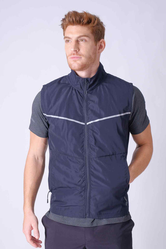 SPO0133 - Sustainable Water Resistant Running Windbreaker Vest - Navy