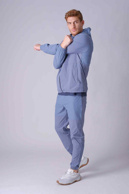 SPO0138 - Lightweight Water Resistant Workout SoftShell Active Jacket - Ash Blue