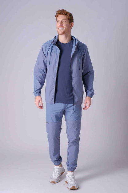 SPO0138 - Lightweight Water Resistant Workout SoftShell Active Jacket - Ash Blue