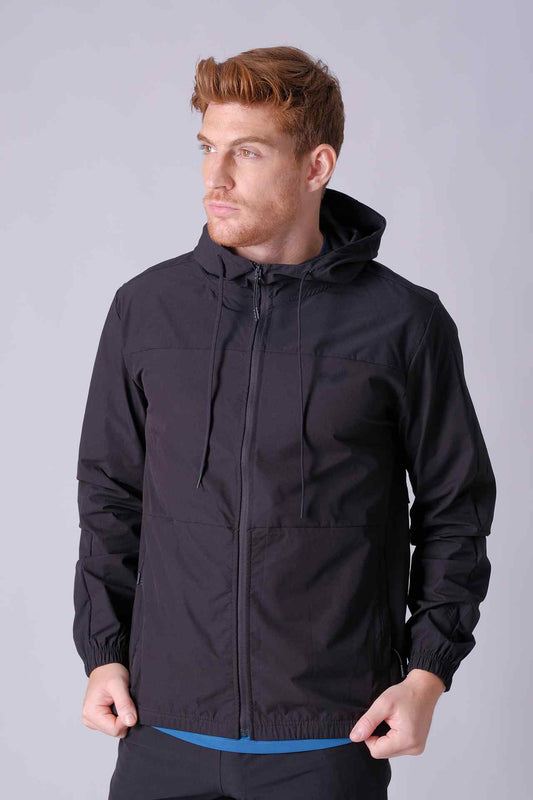 SPO0138 - Lightweight Water Resistant Workout SoftShell Active Jacket - Black