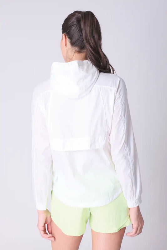 SPWO0158 - Women's Semi-transparent Hooded Windbreaker Jacket -White