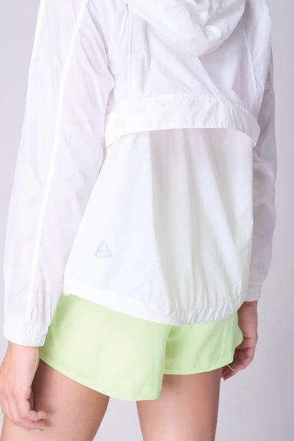 SPWO0158 - Women's Semi-transparent Hooded Windbreaker Jacket -White