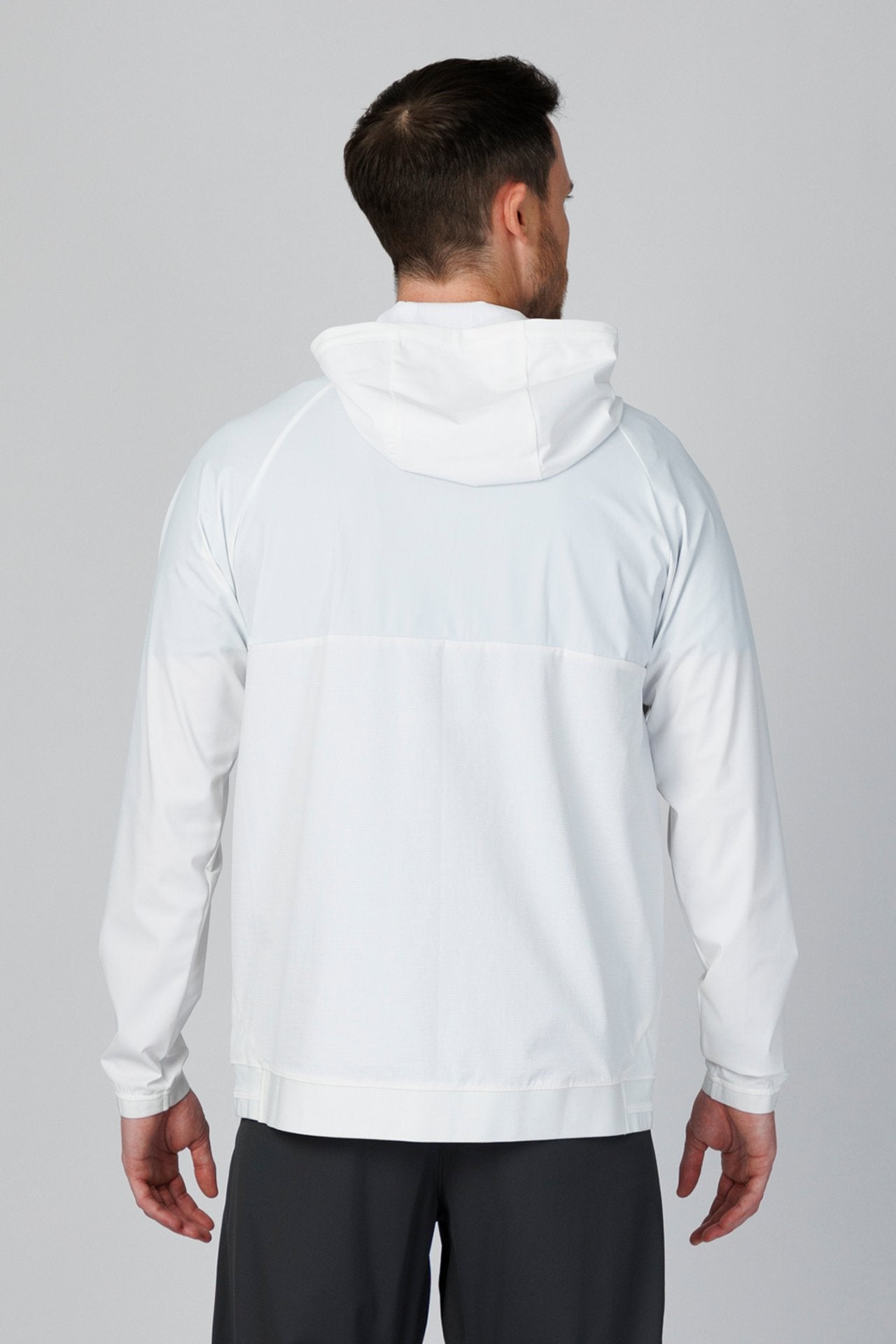 SPO0163 - Lightweight Stretch Nylon Workout Hooded Jacket - White