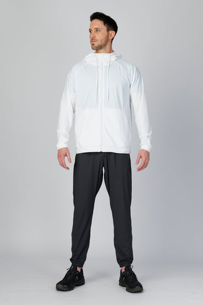 SPO0163 - Lightweight Stretch Nylon Workout Hooded Jacket - White