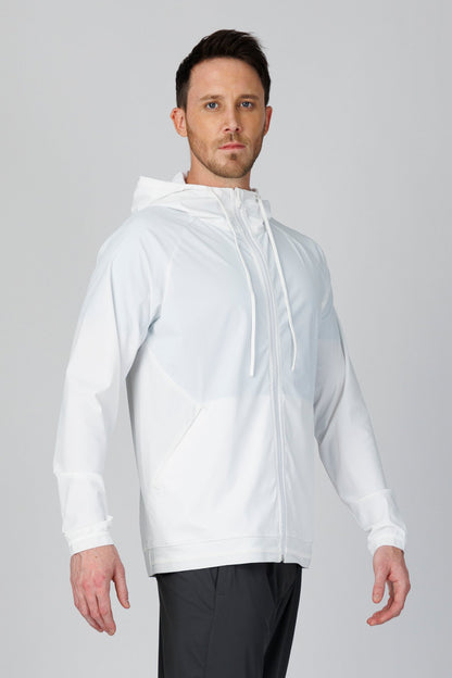 SPO0163 - Lightweight Stretch Nylon Workout Hooded Jacket - White
