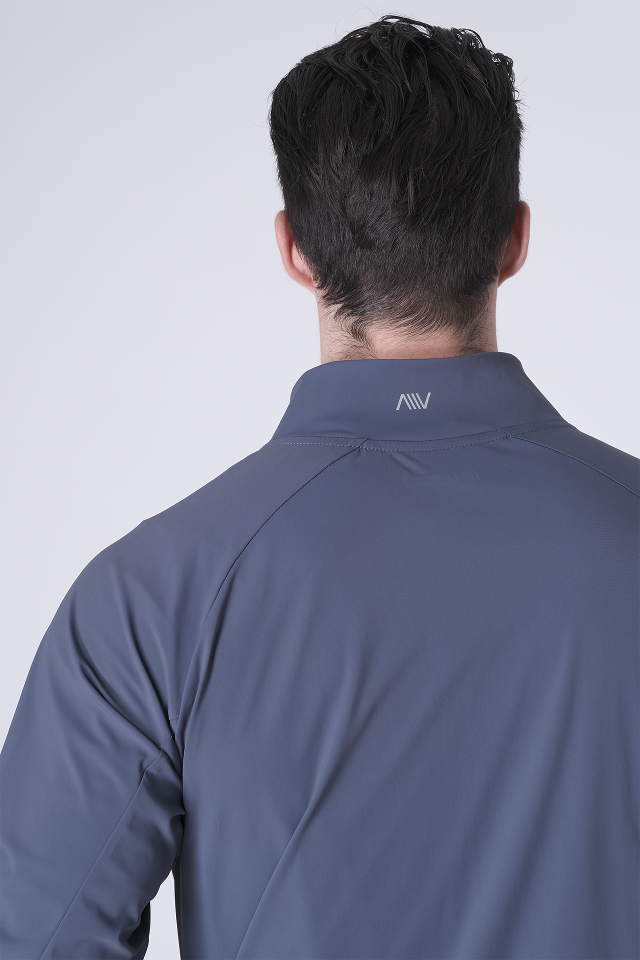 SPO0164 - Lightweight Stretch Nylon Workout Mock Neck Jacket - Ash Blue