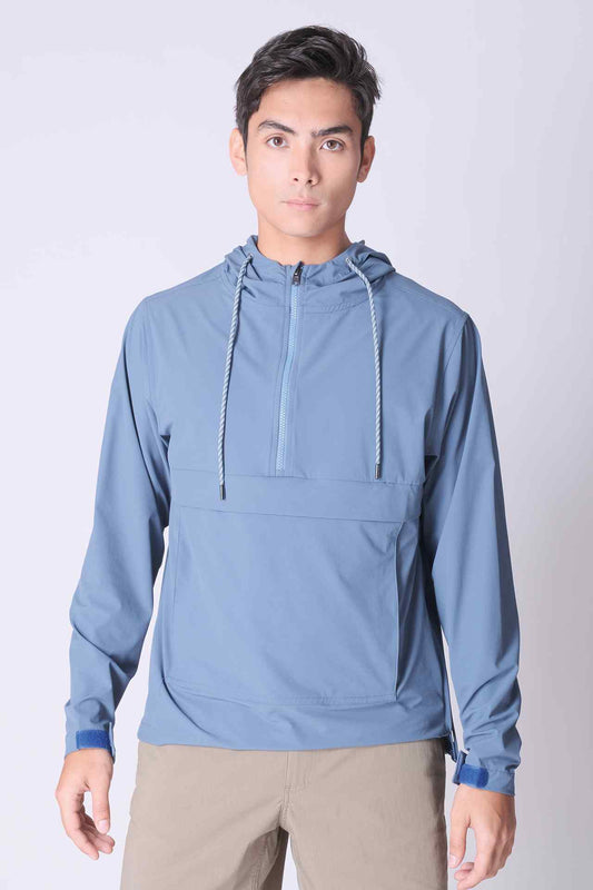 SPO0187 - Water Repellent Stretch Nylon Isthmus Anorak - Blue