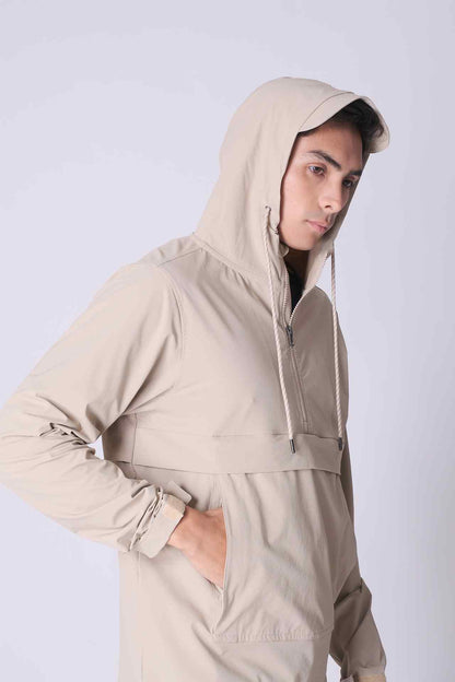 SPO0187 - Water Repellent Stretch Nylon Isthmus Anorak - Khaki