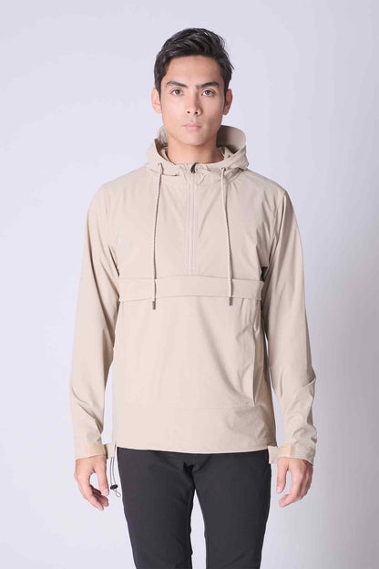 SPO0187 - Water Repellent Stretch Nylon Isthmus Anorak - Khaki