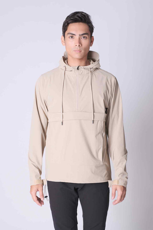 SPO0187 - Water Repellent Stretch Nylon Isthmus Anorak - Khaki