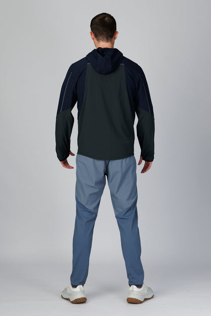 SPO0218 - Lightweight Stretch Full-Zip Packable Windbreaker Hooded Jacket - Navy