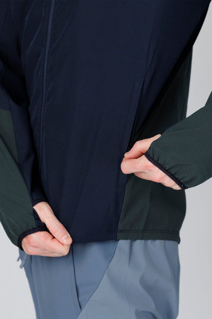 SPO0218 - Lightweight Stretch Full-Zip Packable Windbreaker Hooded Jacket - Navy