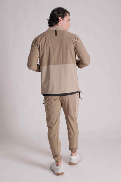 SPO22007 - Water Repellent Mock Neck Full Zip Outdoor Jacket - Khaki