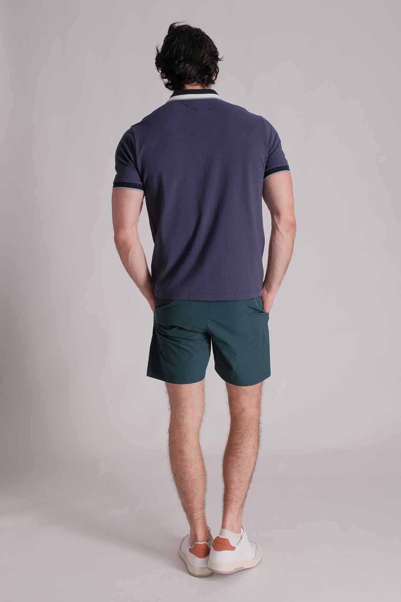 SPP0026 - Essential Single Pique Stripe Collar Polo Shirt - Navy