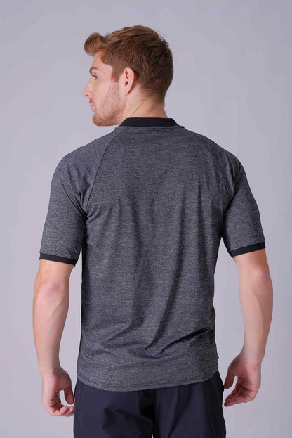SPP0028 - Quick-Dry Stretch Half-zip Golf Polo - Heather Black