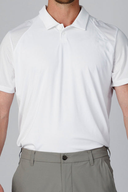 SPP0078 - Quick-Drying Performance Shoulder Mesh Golf Polo - White