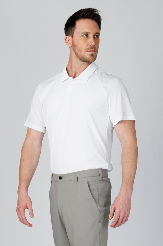 SPP0078 - Quick-Drying Performance Shoulder Mesh Golf Polo - White