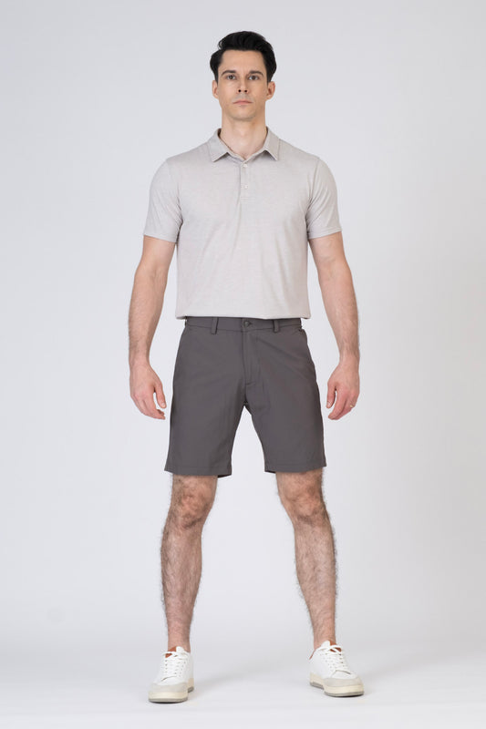 SPP0082 -  Ultra Soft Lightweight Stretch Heather Jersey Short Sleeve Polo - Light Heather Grey