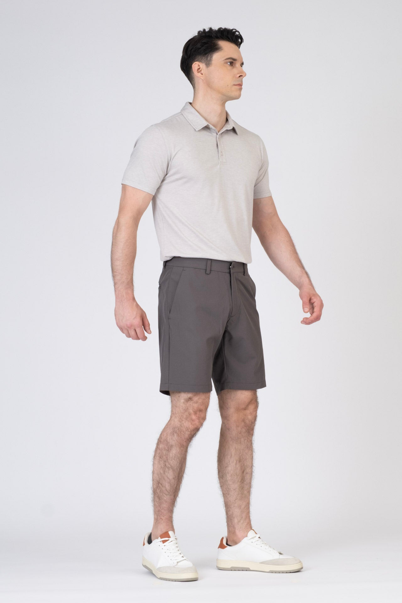 SPP0082 -  Ultra Soft Lightweight Stretch Heather Jersey Short Sleeve Polo - Light Heather Grey