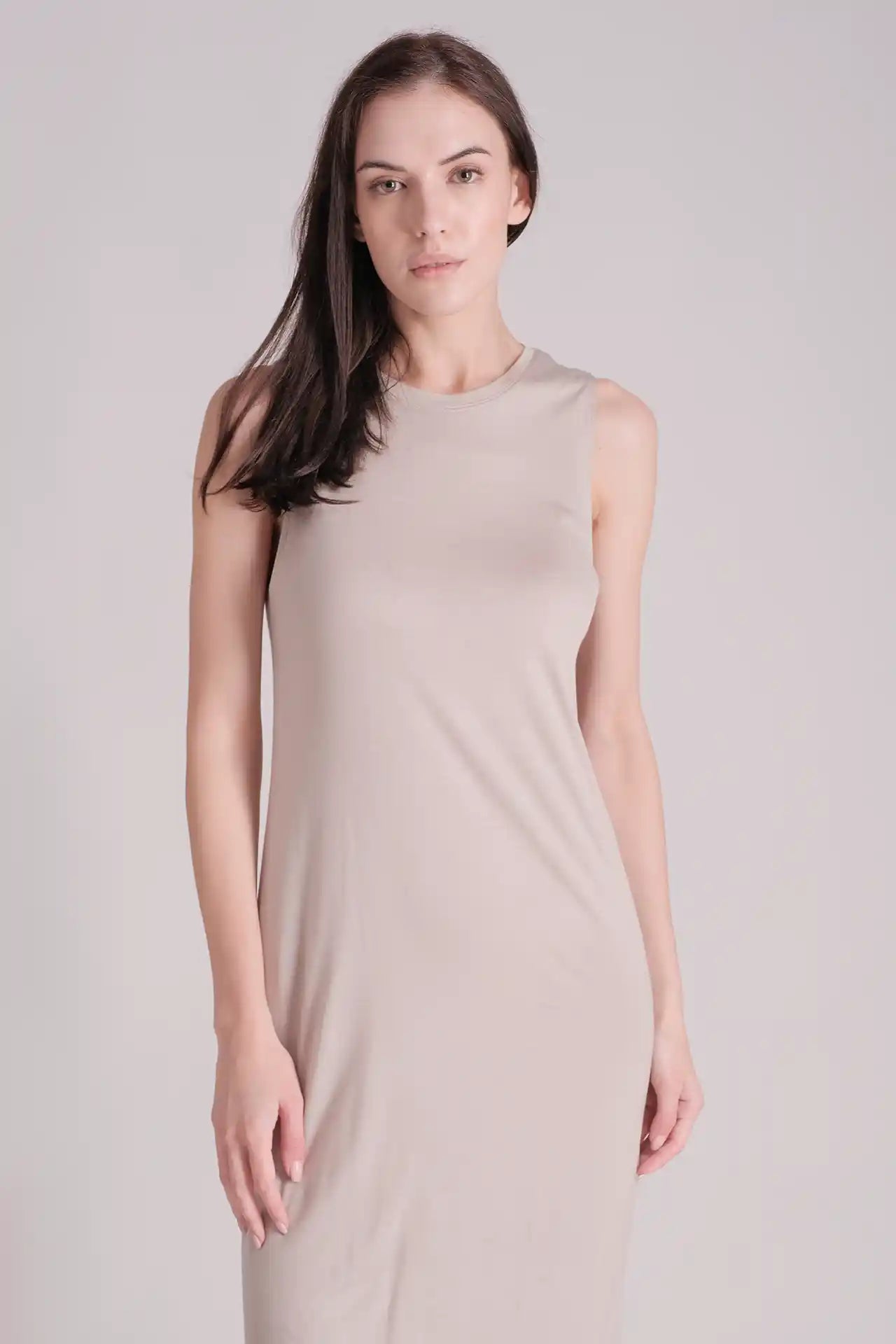 SPWQ0024 - Women's Essential Ultra Soft Stretch Vest Dress - Beige
