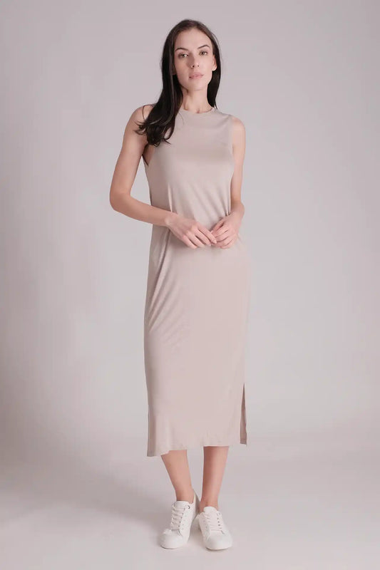 SPWQ0024 - Women's Essential Ultra Soft Stretch Vest Dress - Beige