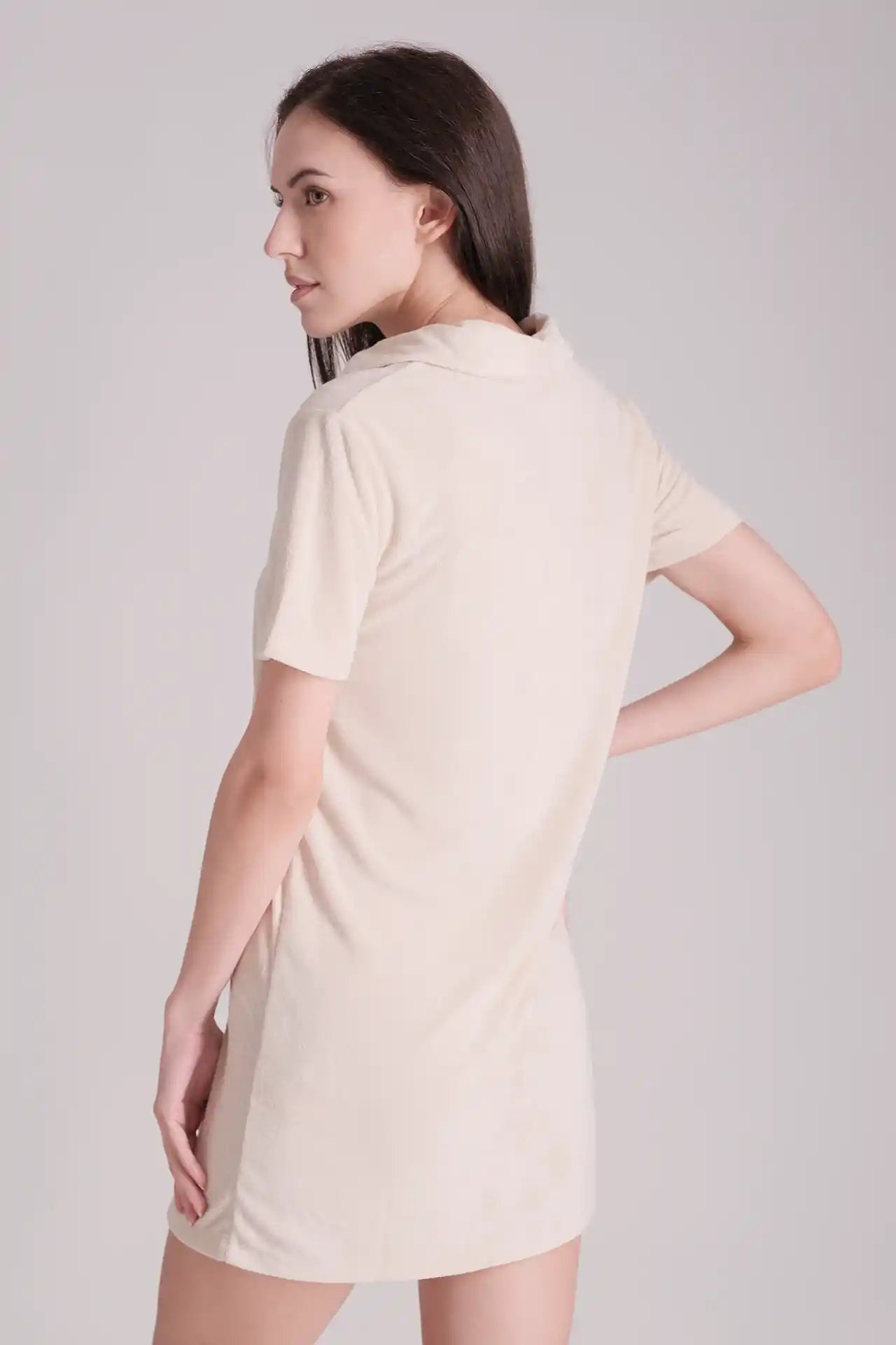 SPWQ0027 - Women's Essential Towelling Mini Dress - Cream