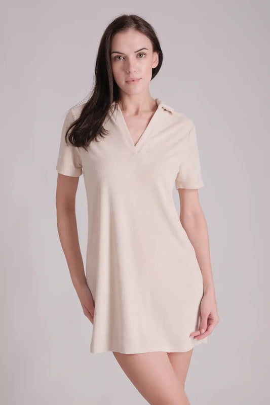 SPWQ0027 - Women's Essential Towelling Mini Dress - Cream