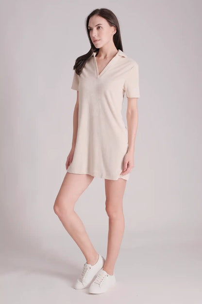SPWQ0027 - Women's Essential Towelling Mini Dress - Cream