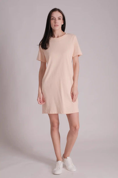 SPWQ0028 - Women's Essential Ultra Soft Organic Cotton Dress  - Pink