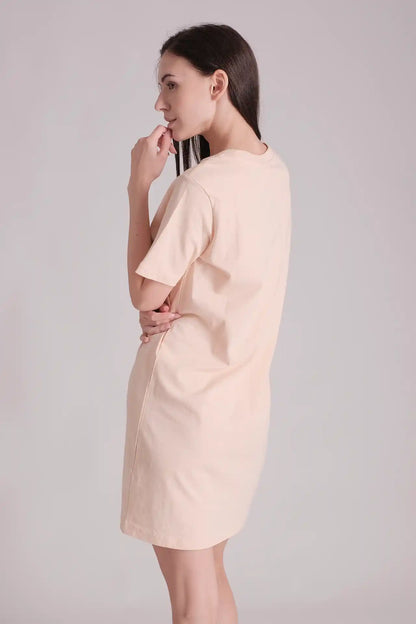 SPWQ0028 - Women's Essential Ultra Soft Organic Cotton Dress  - Pink