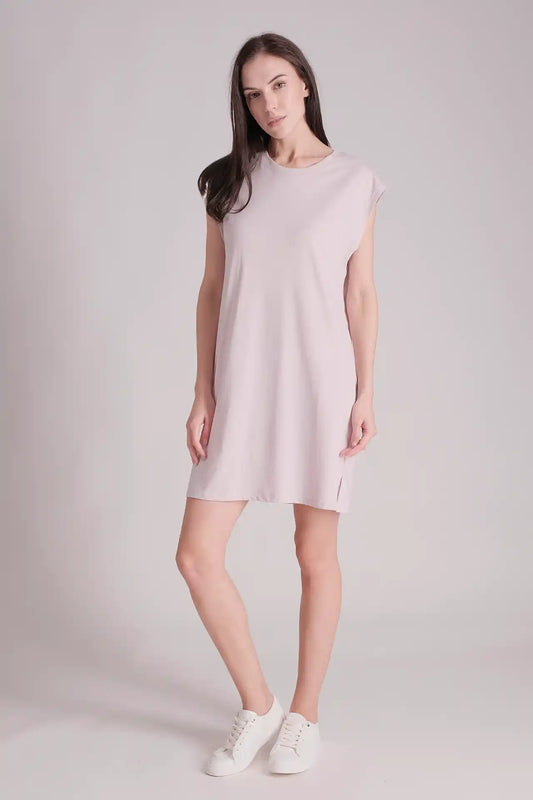SPWQ0030 - Women's Essential Organic Cotton Sleeveless Dress  - Light Pink
