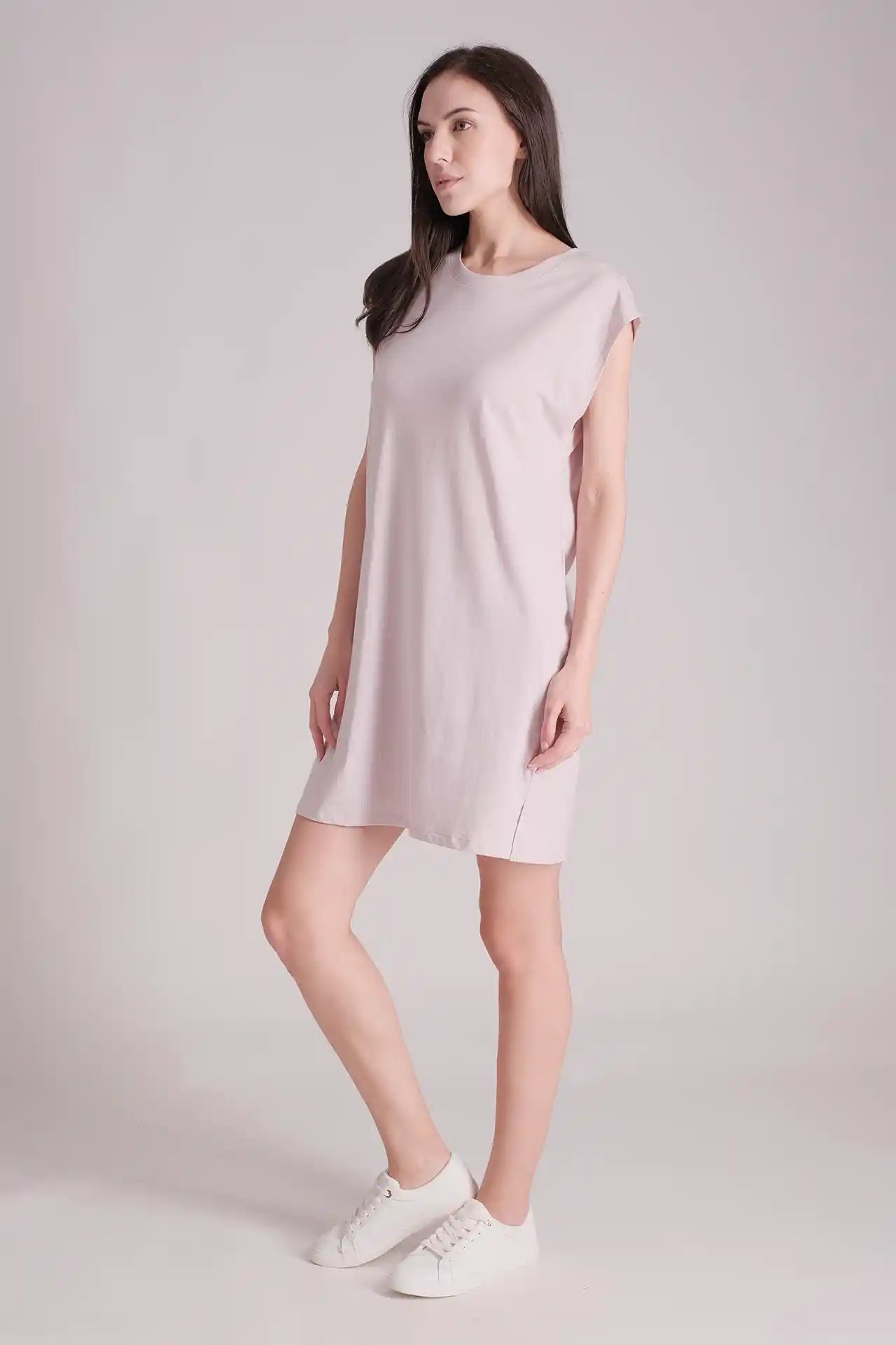 SPWQ0030 - Women's Essential Organic Cotton Sleeveless Dress  - Light Pink
