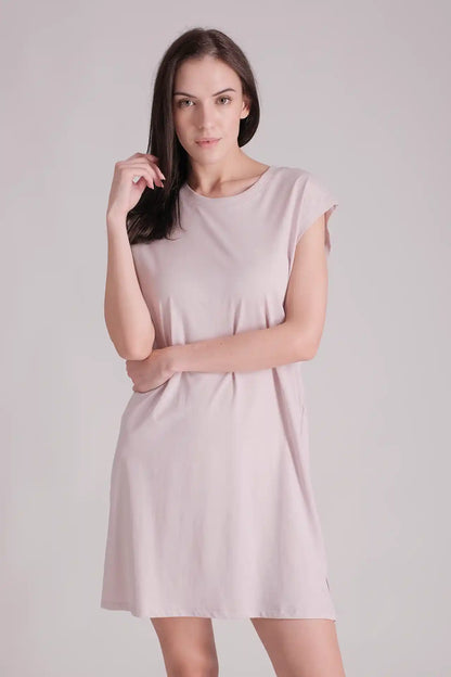 SPWQ0030 - Women's Essential Organic Cotton Sleeveless Dress  - Light Pink