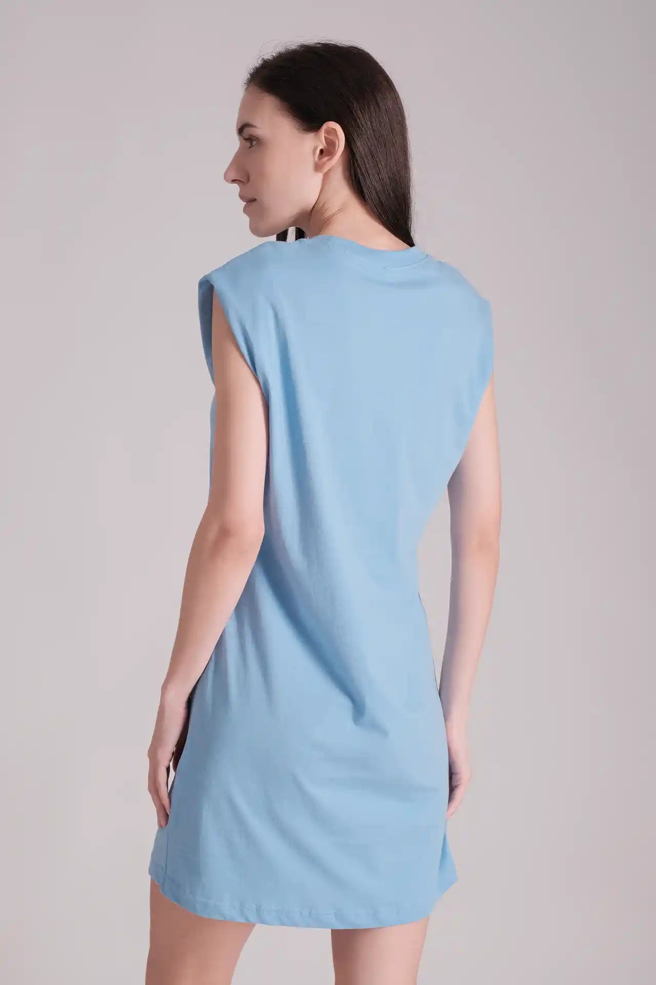 SPWQ0031 - Women's Essential Ultra Soft Organic Cotton Vest Dress - Blue