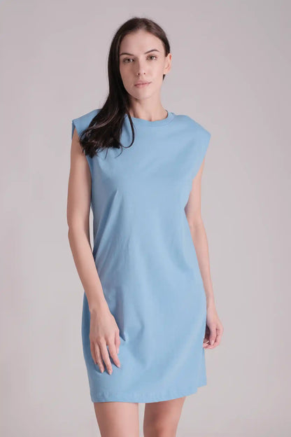 SPWQ0031 - Women's Essential Ultra Soft Organic Cotton Vest Dress - Blue