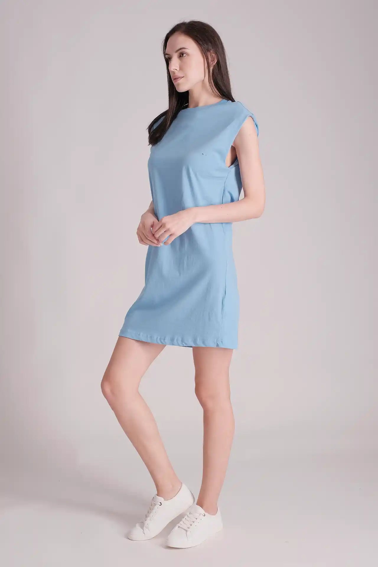SPWQ0031 - Women's Essential Ultra Soft Organic Cotton Vest Dress - Blue