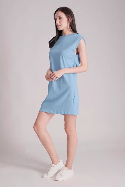 SPWQ0031 - Women's Essential Ultra Soft Organic Cotton Vest Dress - Blue