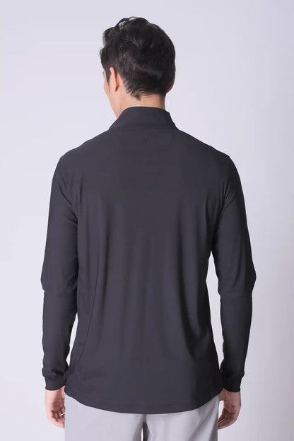 SPR0001 - Lightweight Stretch Pique Golf Half Zip - Black