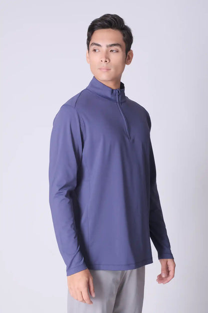 SPR0001 - Lightweight Stretch Interlock Golf Half Zip - Purple