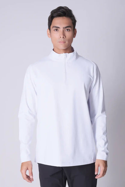 SPR0001 - Midweight Stretch Interlock Golf Half Zip - White