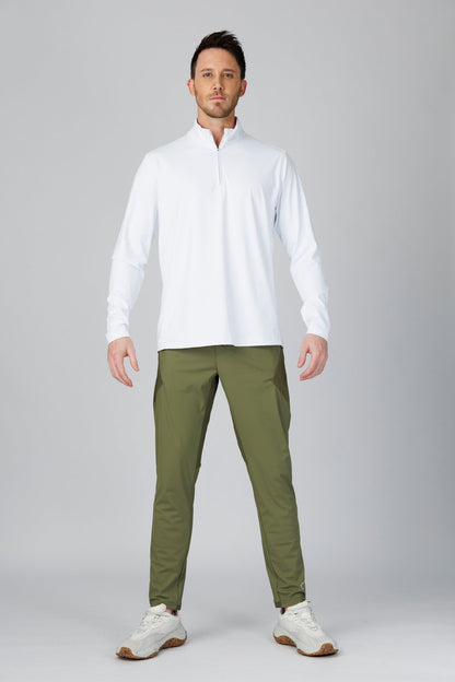 SPR0001 - Ultra 4-Way Stretch Interlock Golf Half Zip Pullover - White