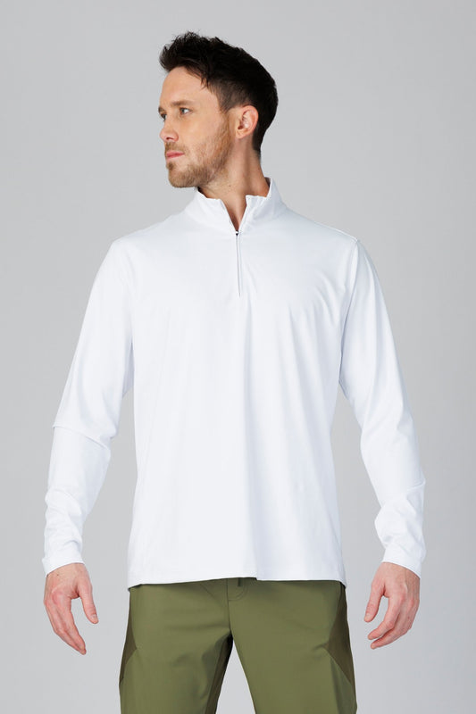 SPR0001 - Ultra 4-Way Stretch Interlock Golf Half Zip Pullover - White