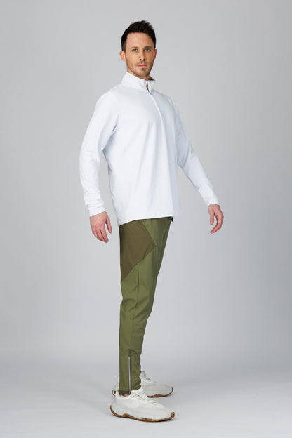 SPR0001 - Ultra 4-Way Stretch Interlock Golf Half Zip Pullover - White